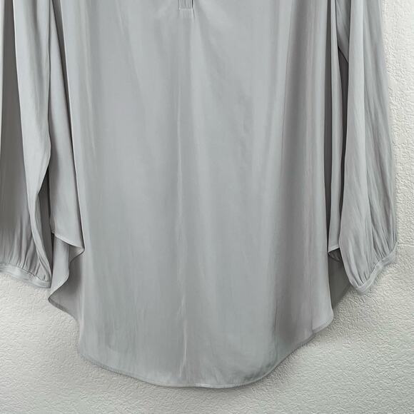 Calypso St. Barth Gray Semi-Sheer Long Sleeve V-Neck Popover Tunic Blouse Large - Picture 6 of 13
